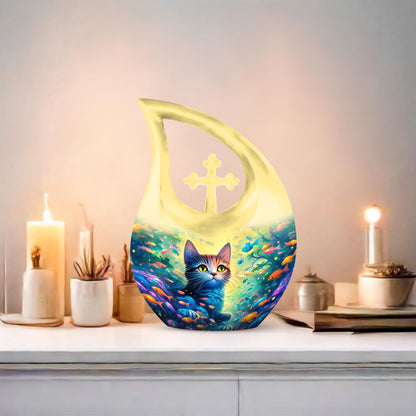 Feline's Enchanted Aluminium Urn