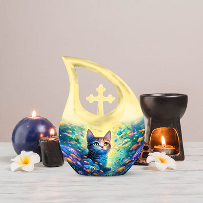 Feline's Enchanted Aluminium Urn