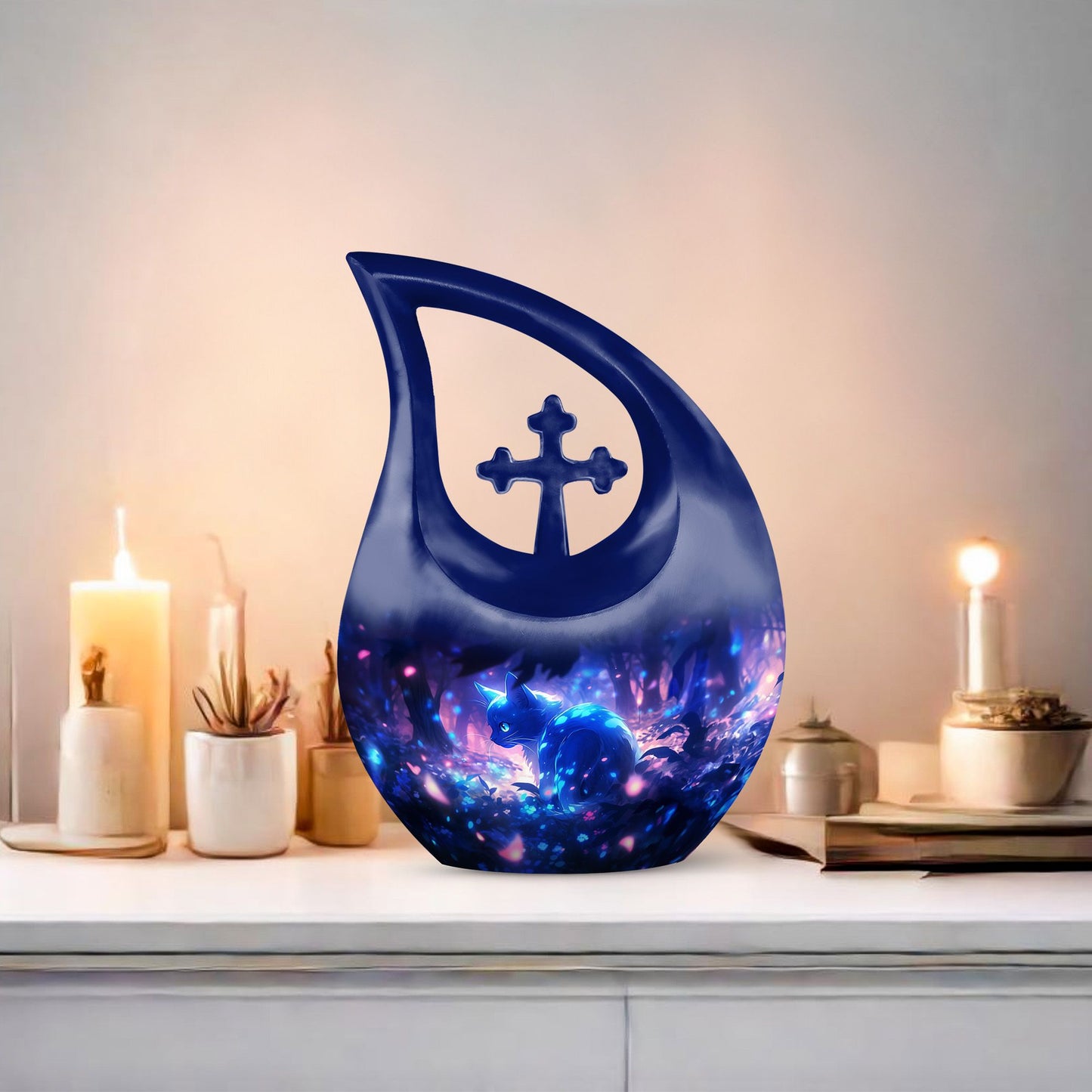 10 Inch A Kitten'S Enchantment Cross Drop Urn