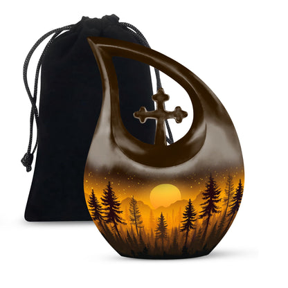 Forest Sprite's themed Cross Drop design marble urn 