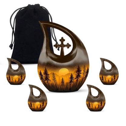 Forest Sprite's themed Cross Drop design marble urn 