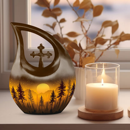 Forest Sprite's themed Cross Drop design marble urn 