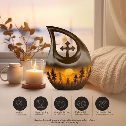 Forest Sprite's themed Cross Drop design marble urn 