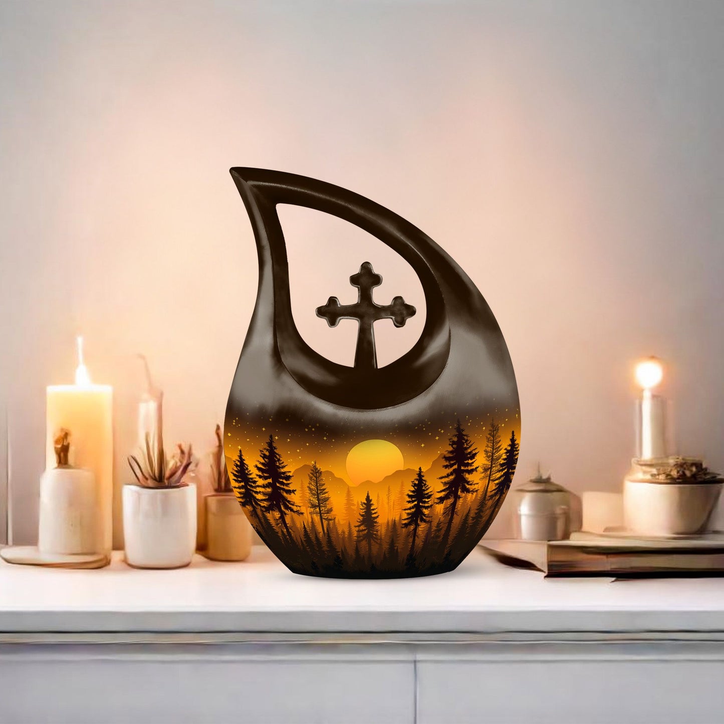 Forest Sprite's themed Cross Drop design marble urn 