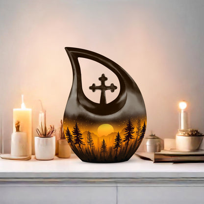 Forest Sprite's themed Cross Drop design marble urn 