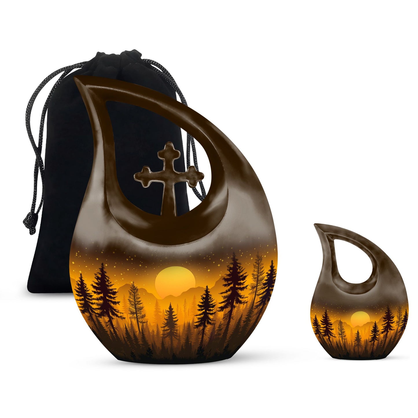 Forest Sprite's themed Cross Drop design marble urn 