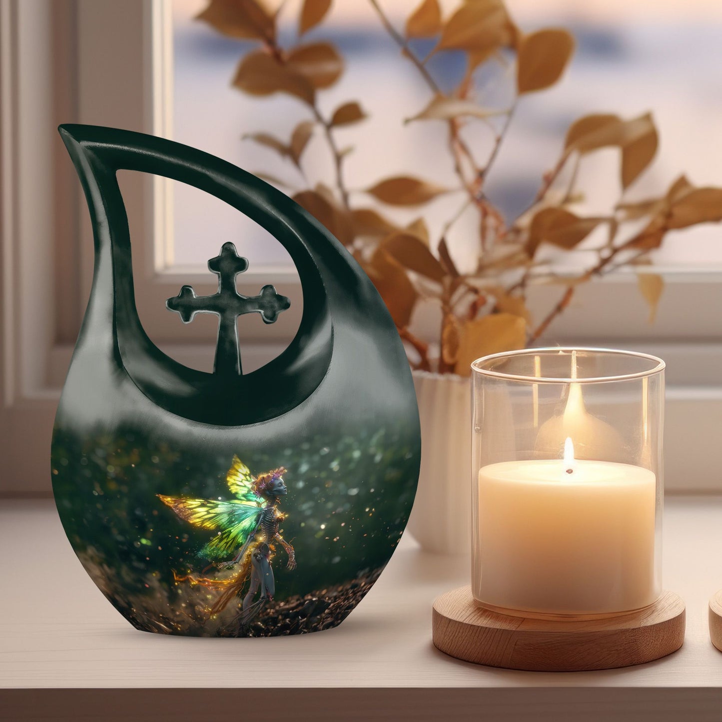 The Ethereal Flame 10-inch Large Aluminium Memorial Urn