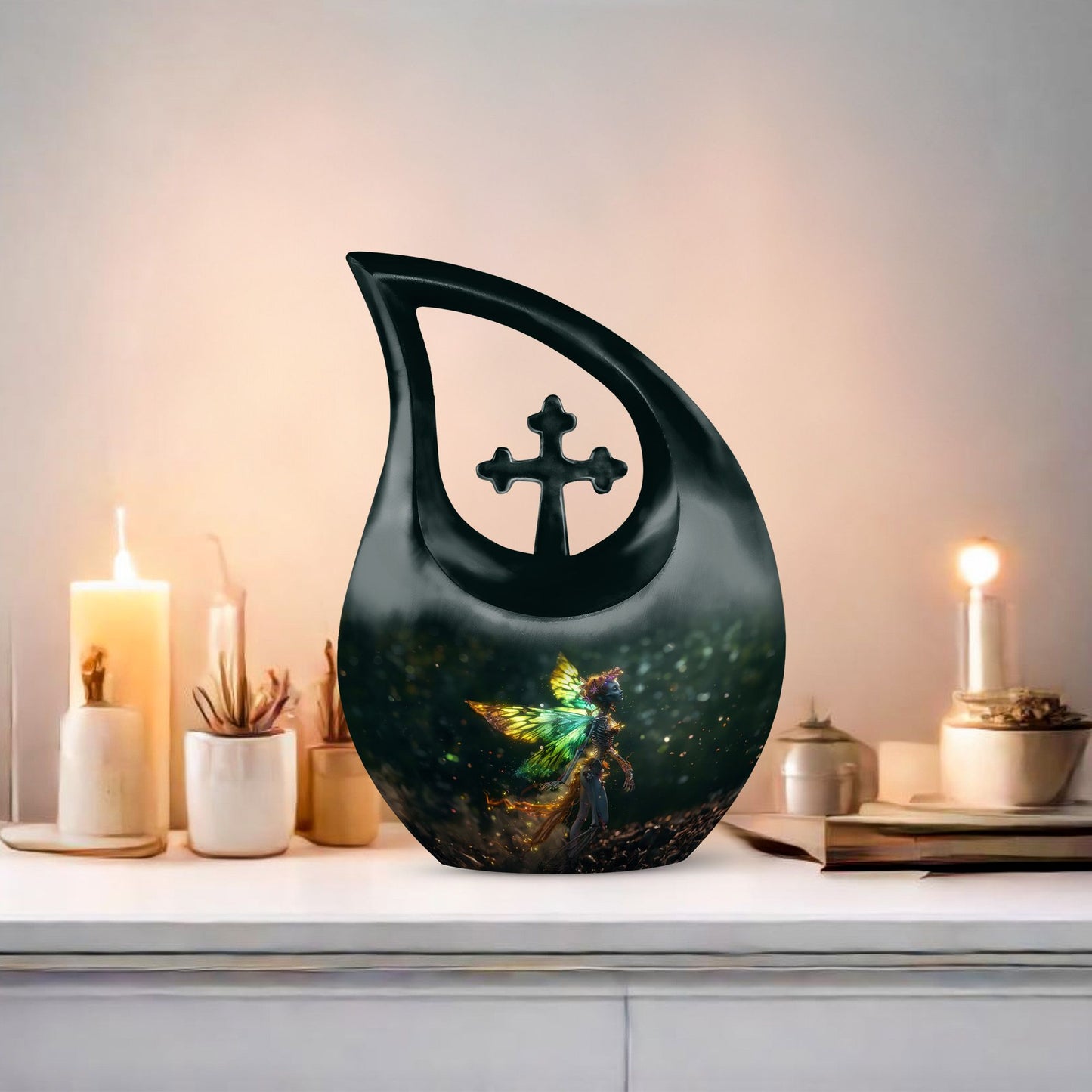 The Ethereal Flame 10-inch Large Aluminium Memorial Urn