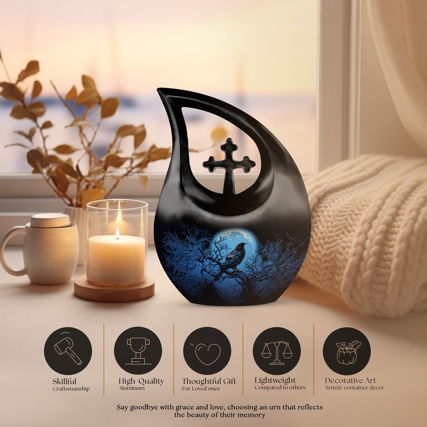 10-inch The Raven's Moonlit Urn,