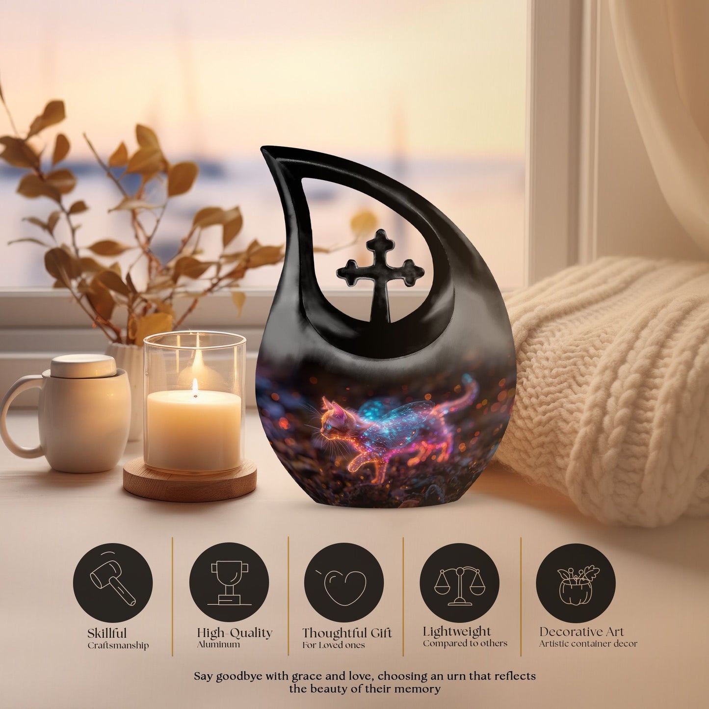 10-inch Symphony of Cross Drop Biodegradable Urn 