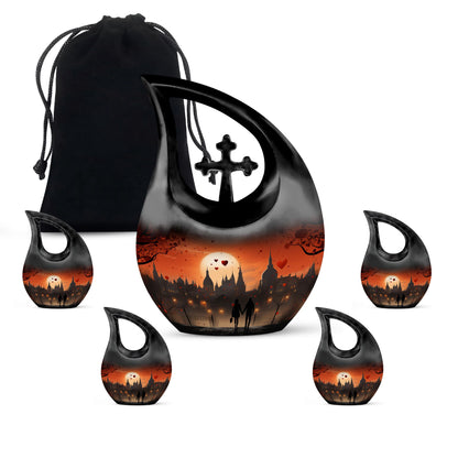Lion-themed Cross Drop Aluminium urn 