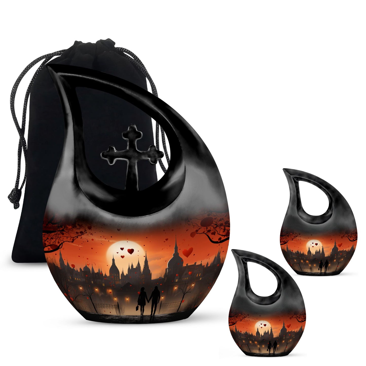 Lion-themed Cross Drop Aluminium urn 