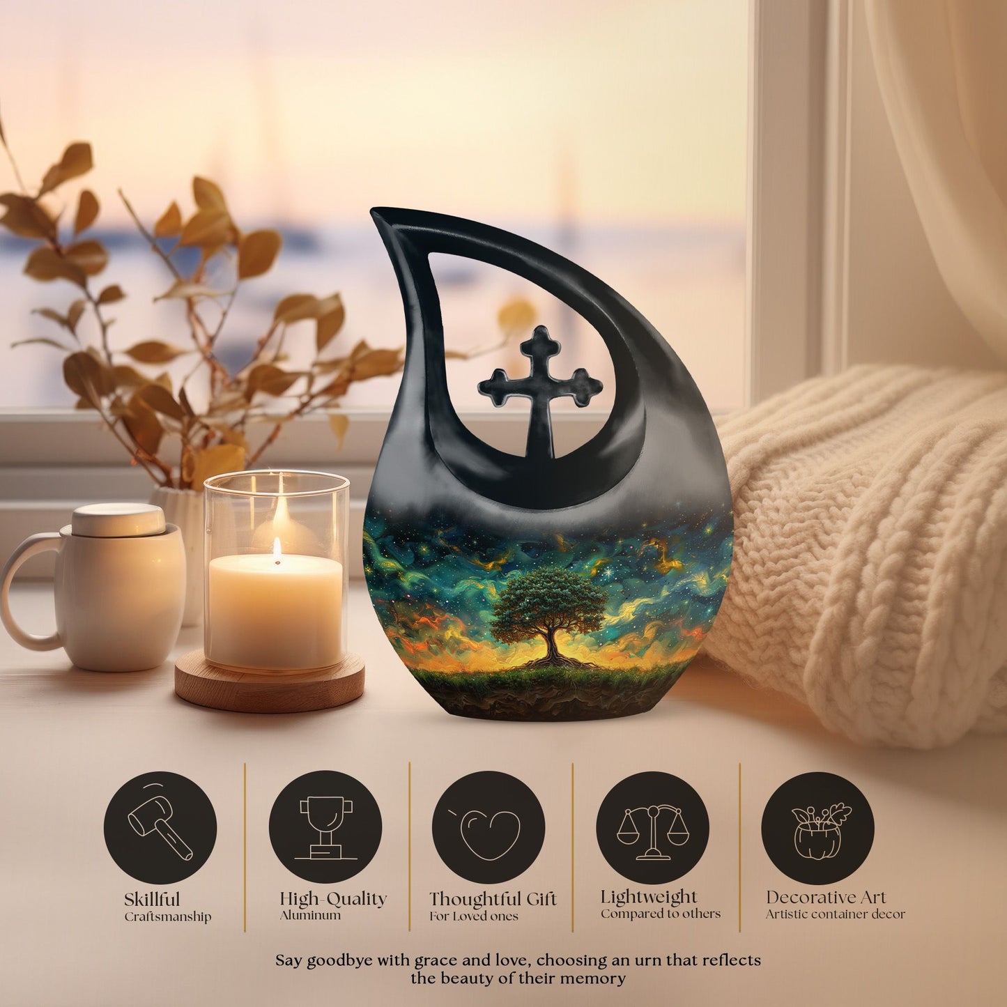 10-inch Cross Drop Cosmic Ballet Urn