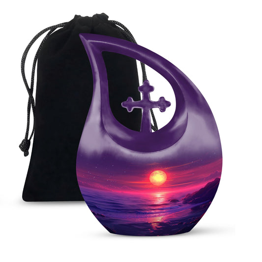 Crimson Moon Cross Drop Memorial Urn 