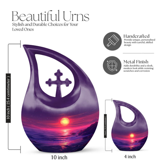 Crimson Moon Cross Drop Memorial Urn 