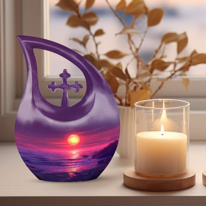 Crimson Moon Cross Drop Memorial Urn 