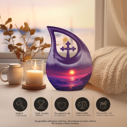Crimson Moon Cross Drop Memorial Urn 