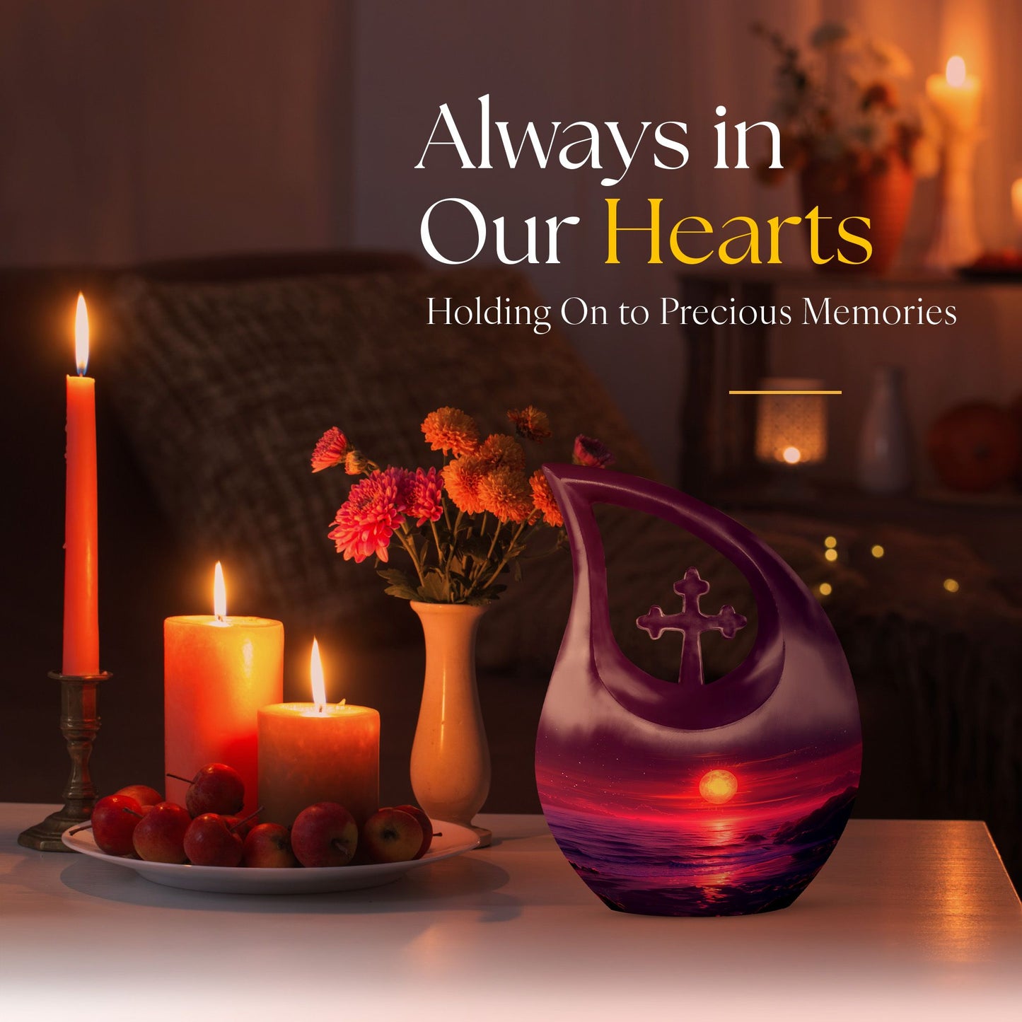 Crimson Moon Cross Drop Memorial Urn 