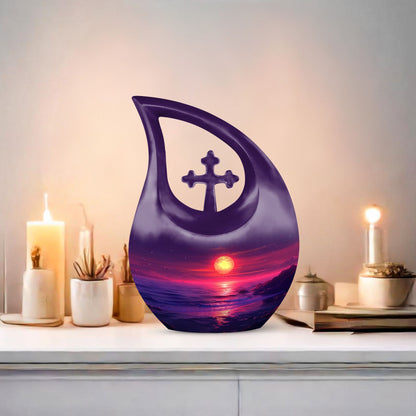 Crimson Moon Cross Drop Memorial Urn 