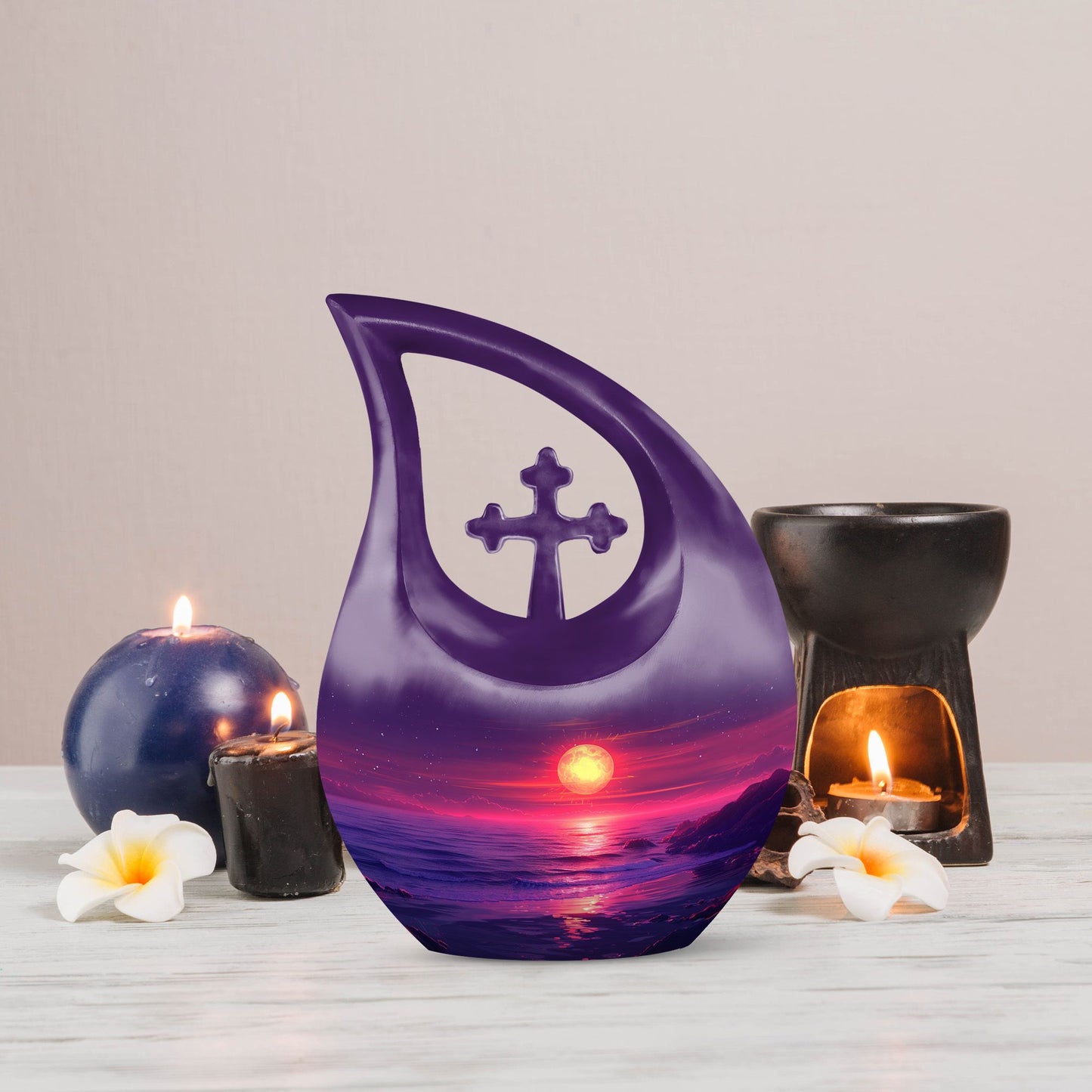 Crimson Moon Cross Drop Memorial Urn 