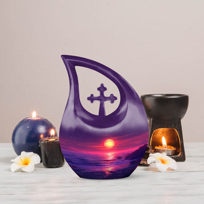 Crimson Moon Cross Drop Memorial Urn 