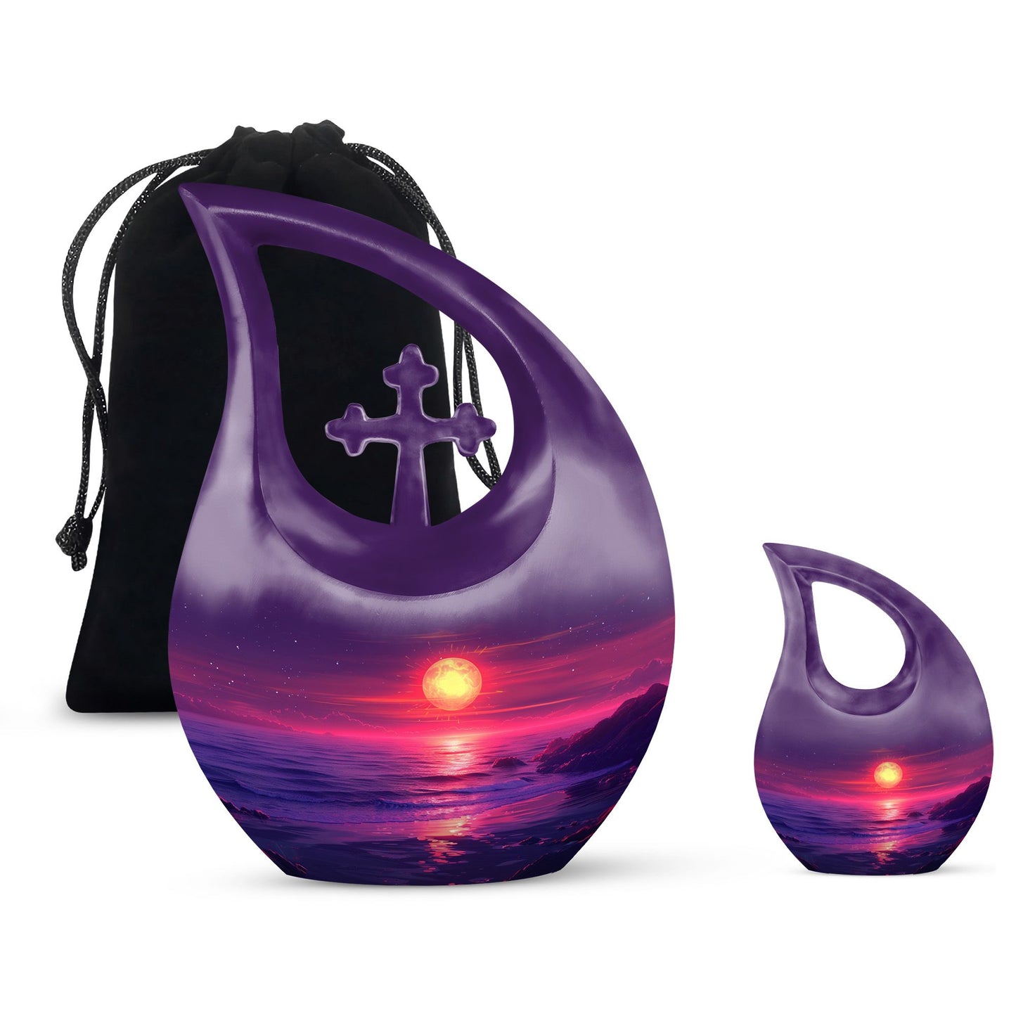 Crimson Moon Cross Drop Memorial Urn 