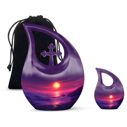 Crimson Moon Cross Drop Memorial Urn 