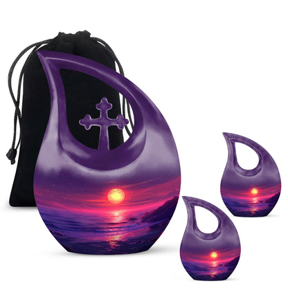 Crimson Moon Cross Drop Memorial Urn 