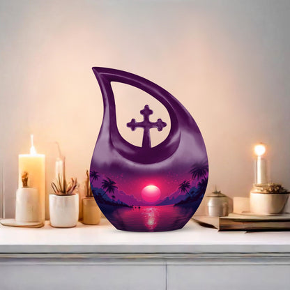 Stylish 10 Inch Crimson Moon Urn 