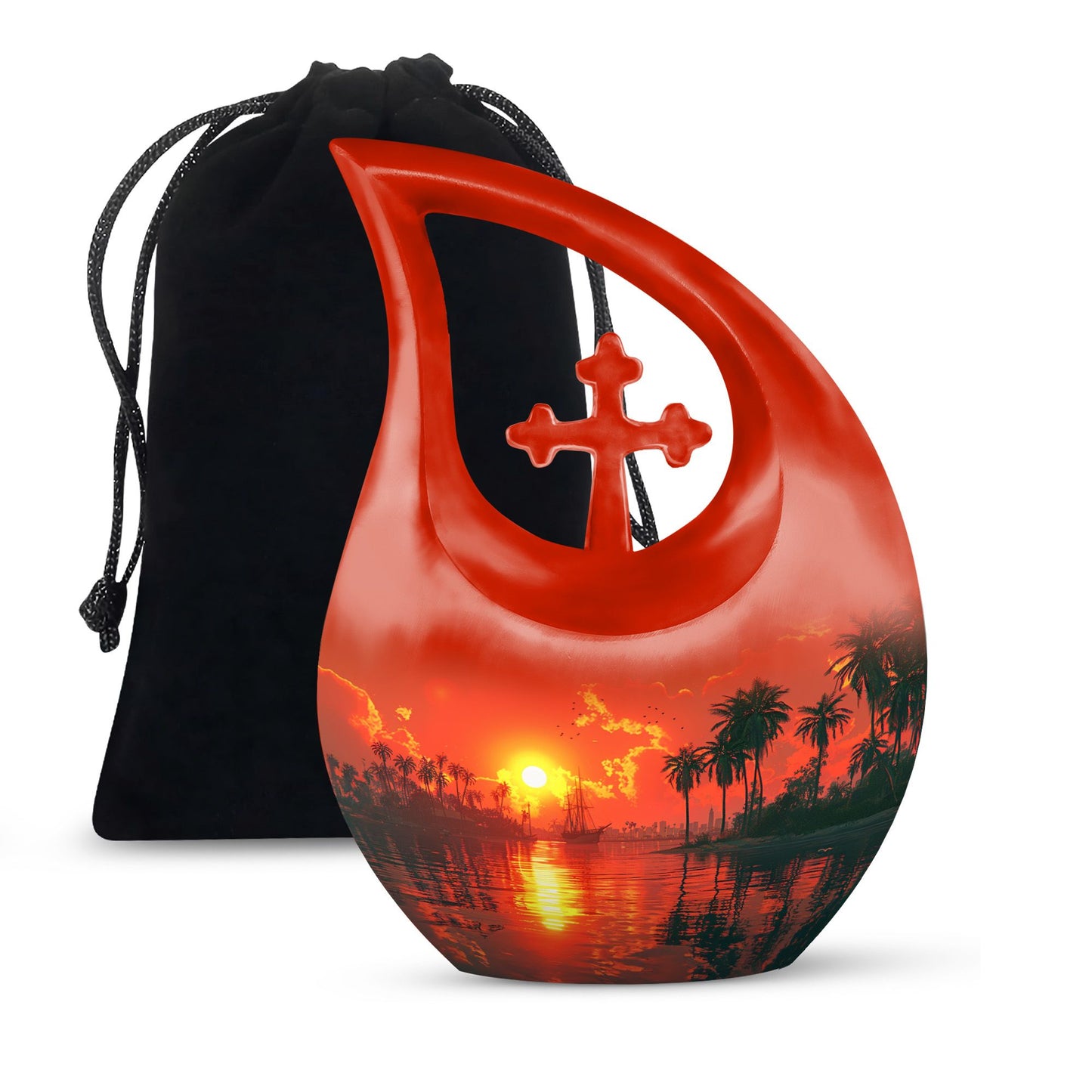 10 Inch Crimson Moon Urn 