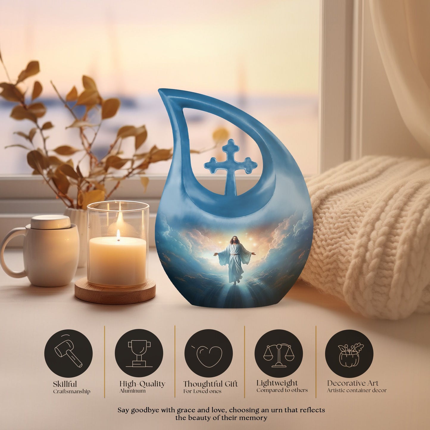 10 Inch Jesuses memorial urn 