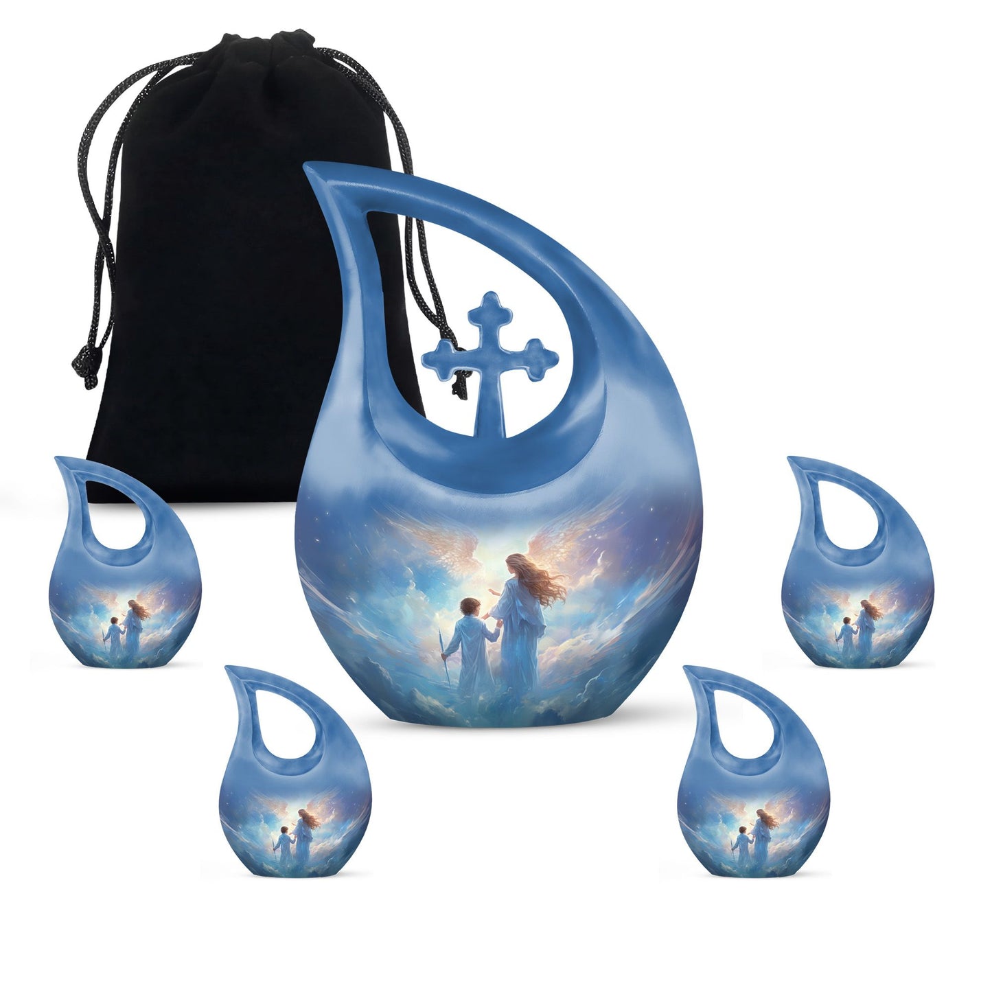 10 inch Angel-themed Cross Drop Adult Urn,
