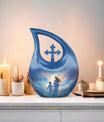 10 inch Angel-themed Cross Drop Adult Urn,