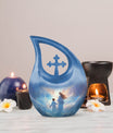 10 inch Angel-themed Cross Drop Adult Urn,