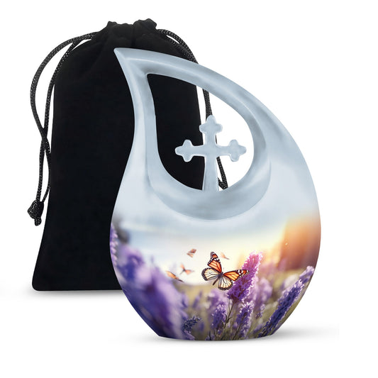 Ten-inch Cross Drop Butterfly Urn