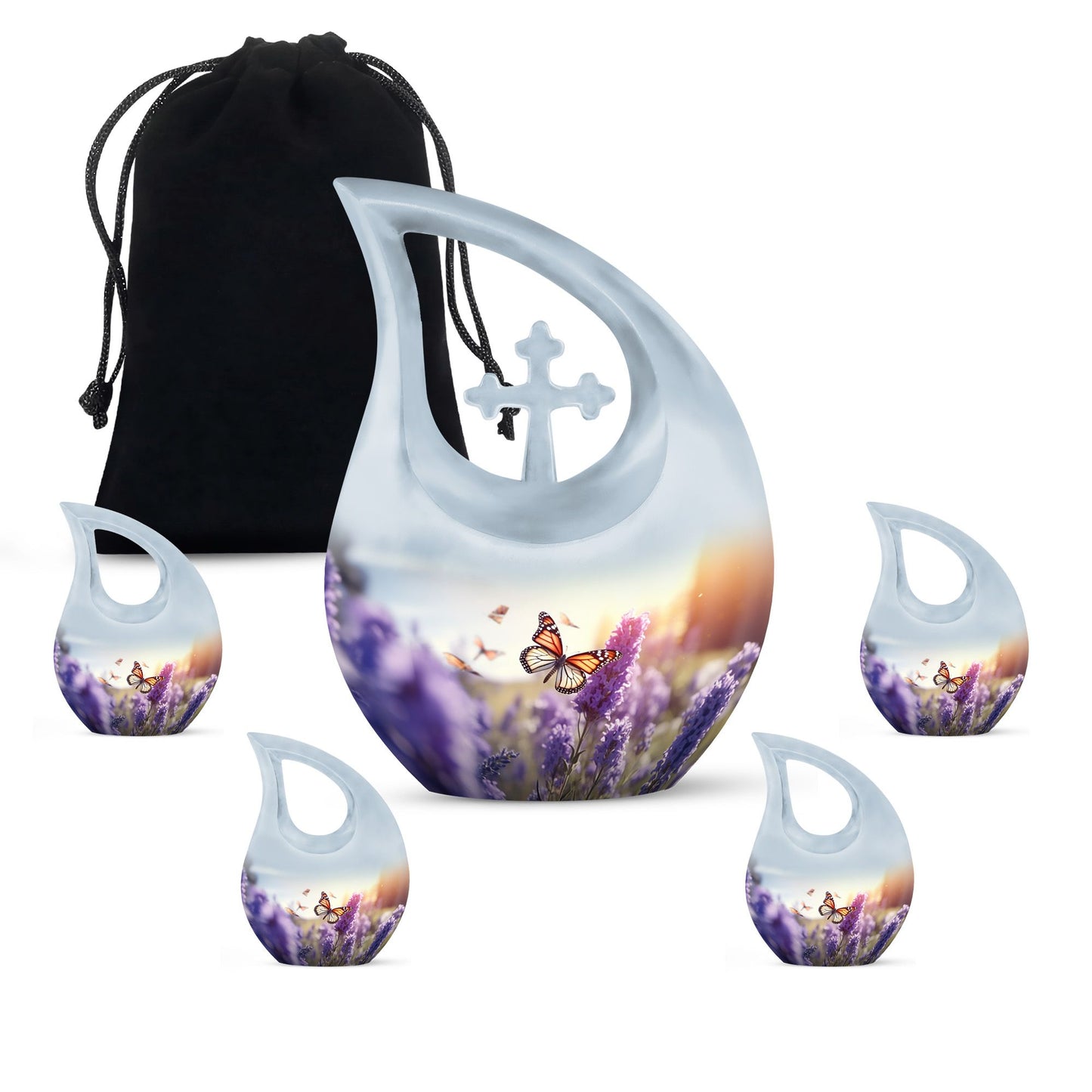 Ten-inch Cross Drop Butterfly Urn