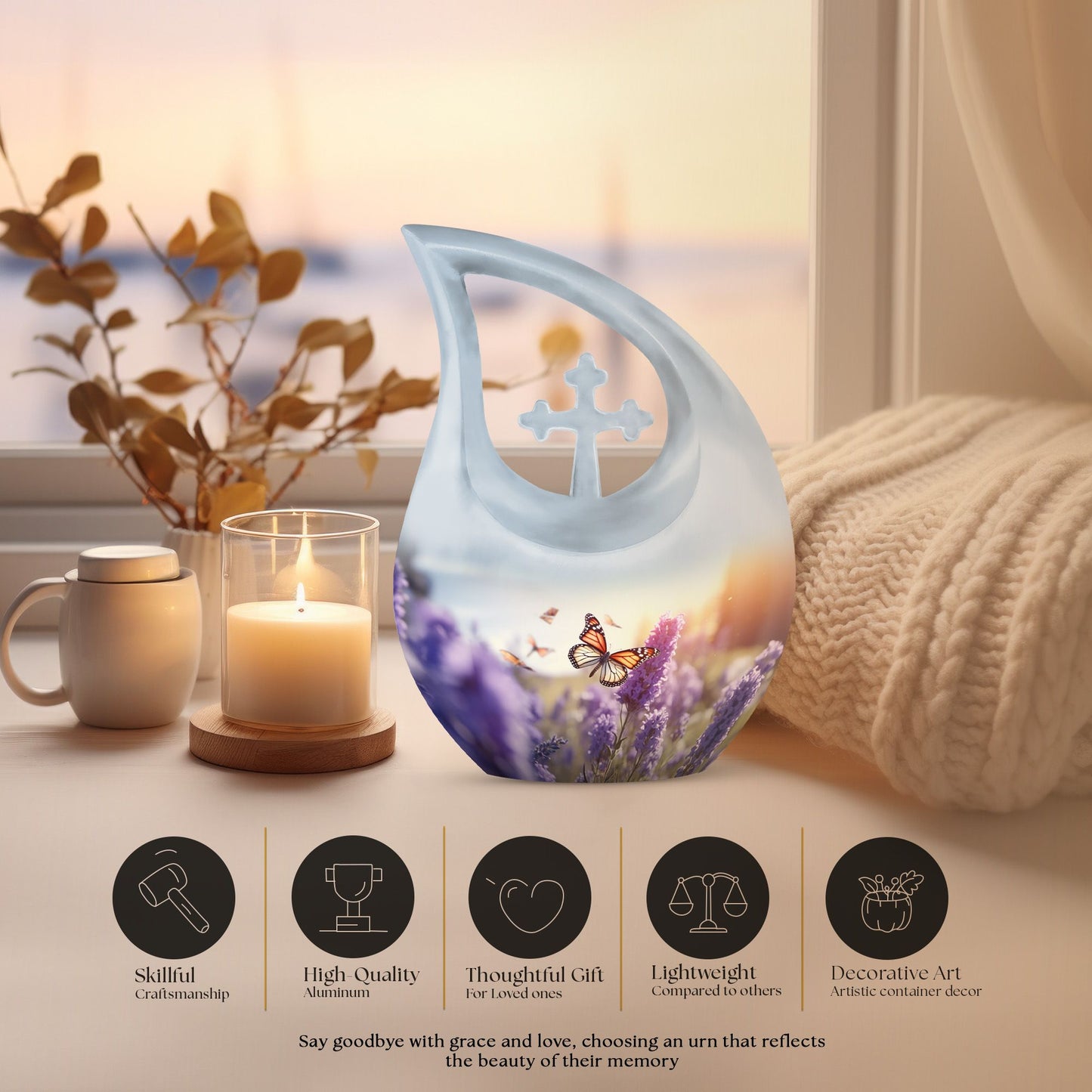 Ten-inch Cross Drop Butterfly Urn