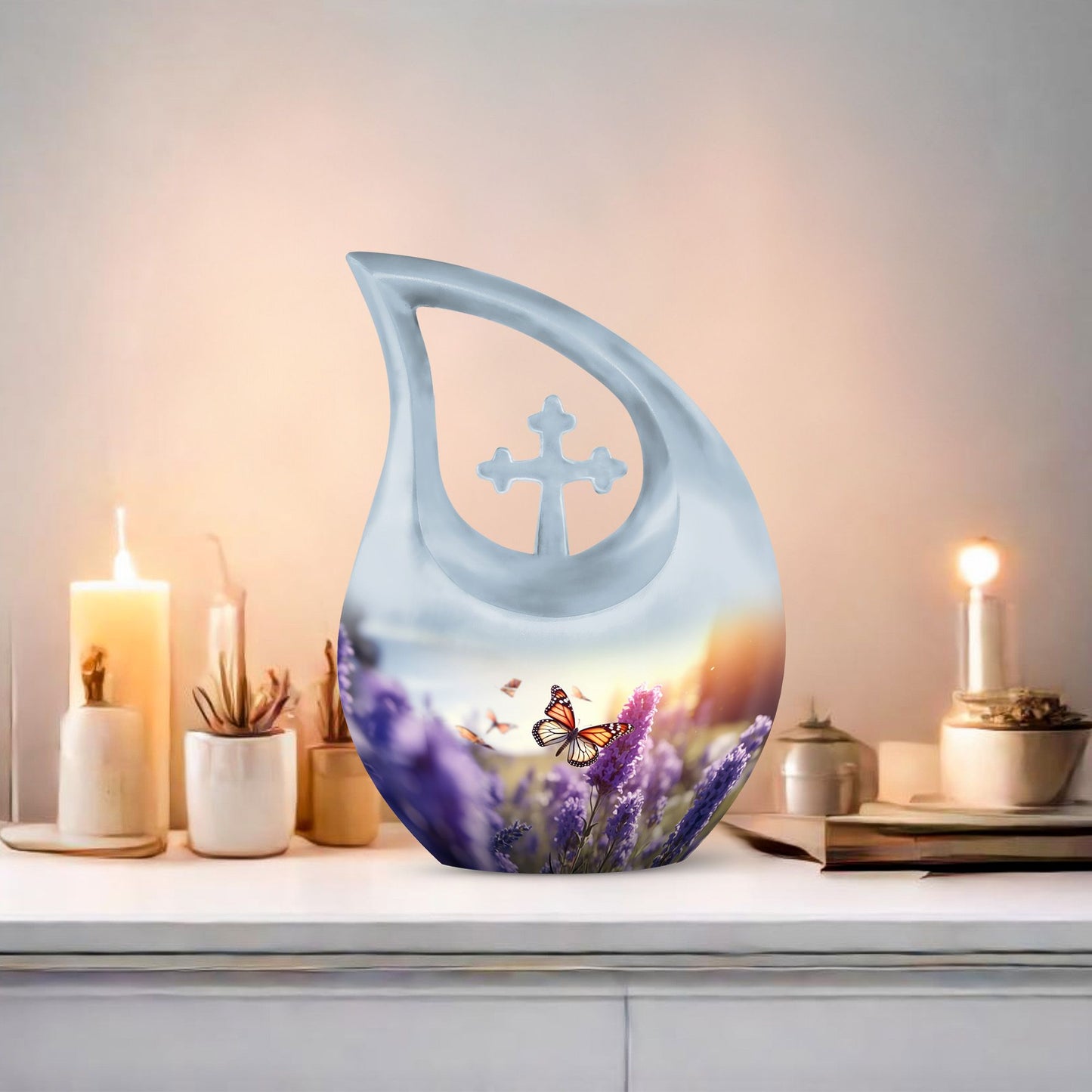 Ten-inch Cross Drop Butterfly Urn