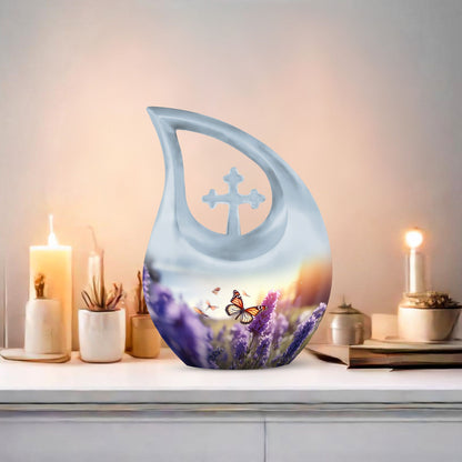 Ten-inch Cross Drop Butterfly Urn