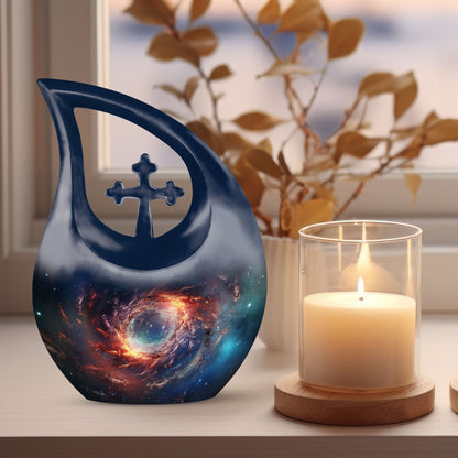 10-inch Cross Drop design Galaxy Urn 