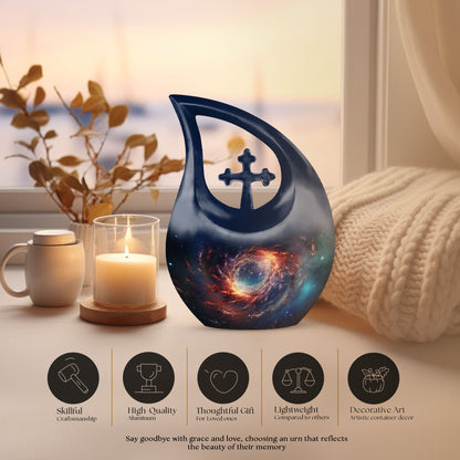 10-inch Cross Drop design Galaxy Urn 