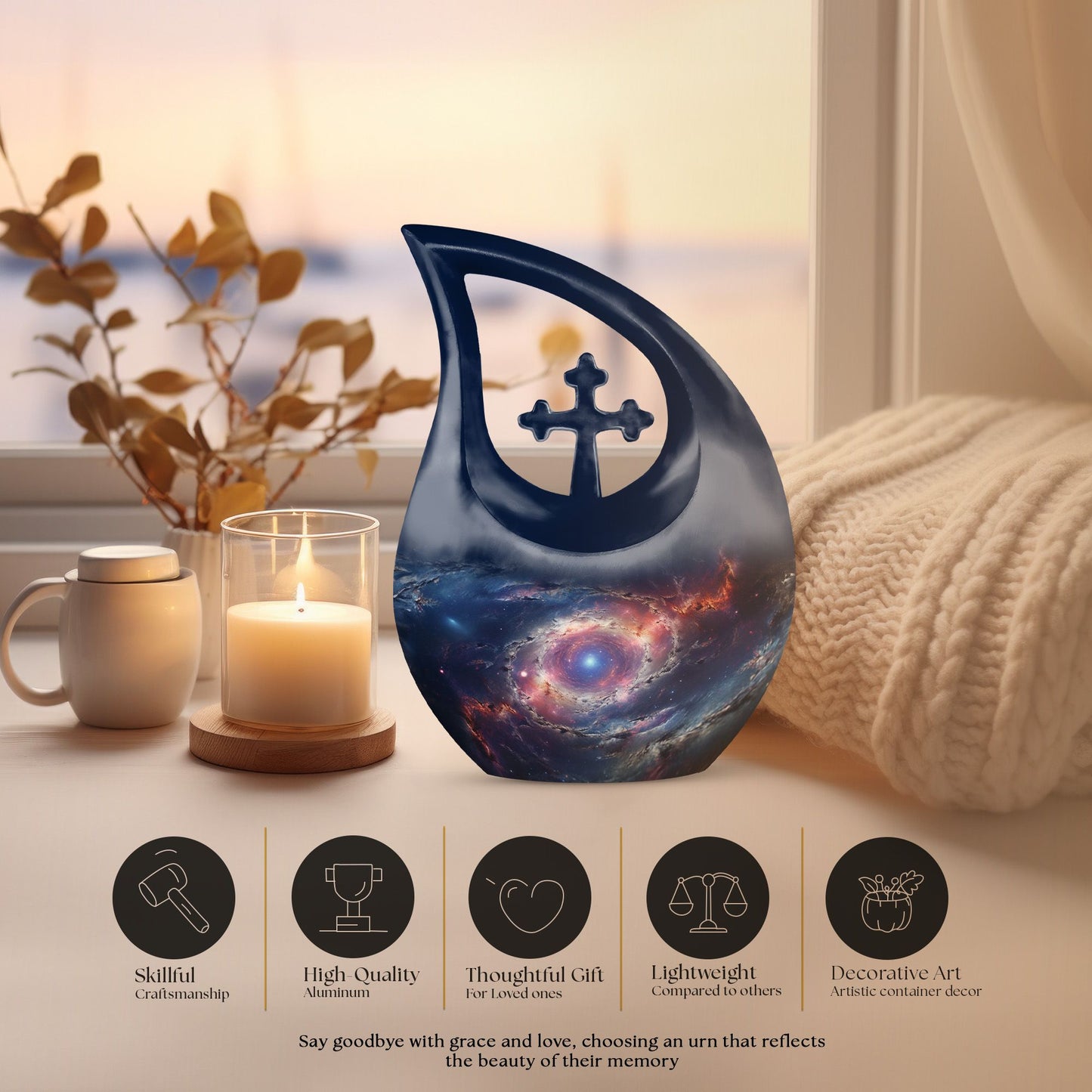 10 Inch Galaxy Space Cross Drop Urn,