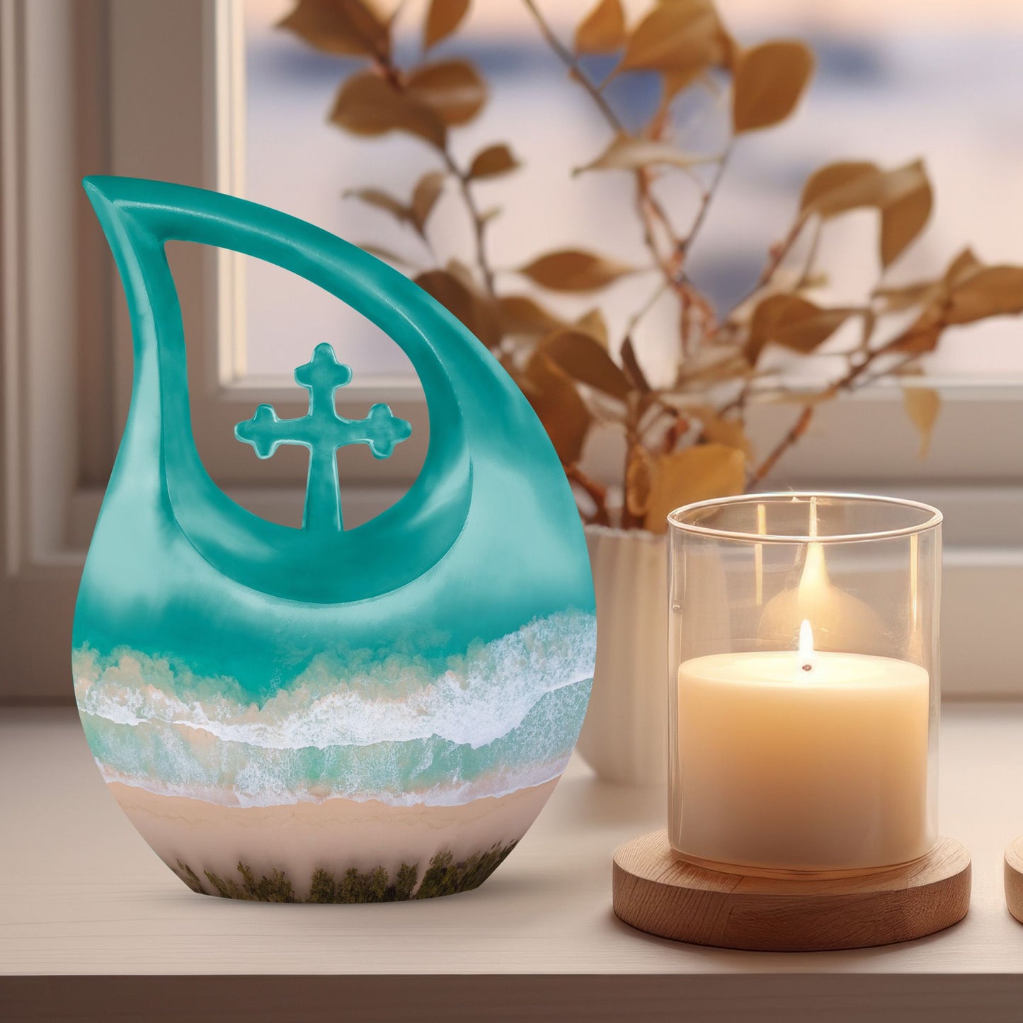 beach themed cremation urn