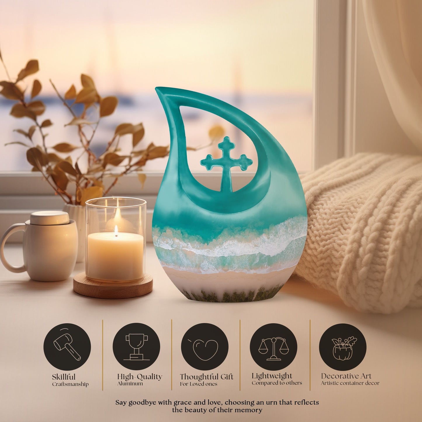 beach themed cremation urn