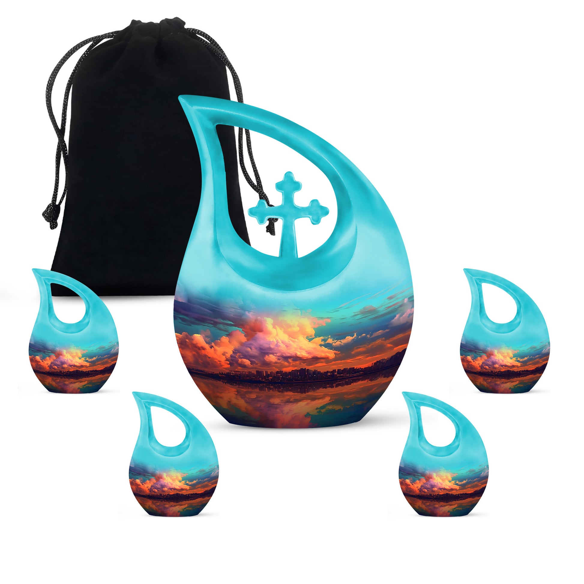 City View Urn Memorial For Adult Male & Female - Large Urn Combo Set