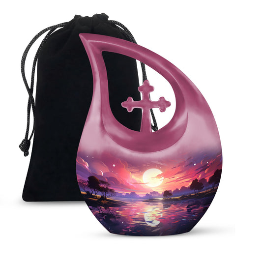 Engravable 10 Inch Cross Drop Nature Urn