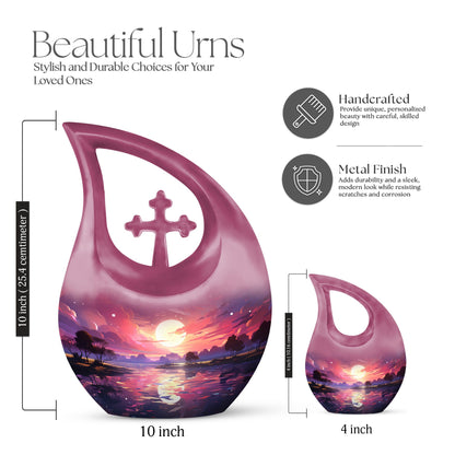 Engravable 10 Inch Cross Drop Nature Urn