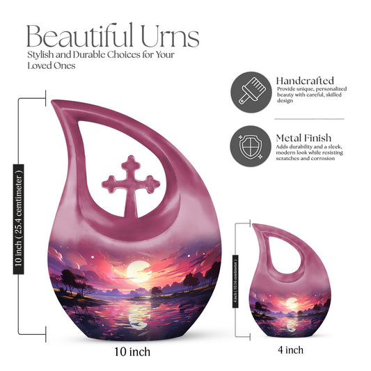Engravable 10 Inch Cross Drop Nature Urn