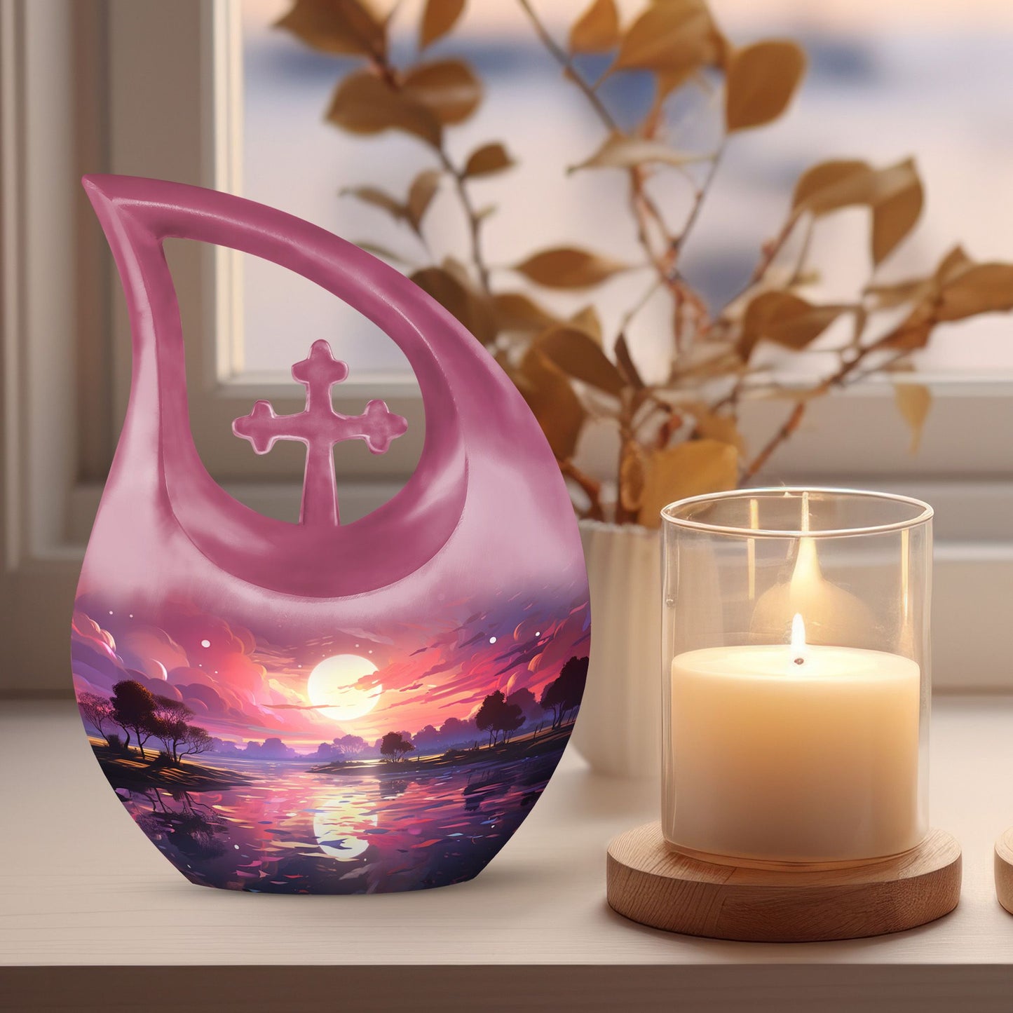 Engravable 10 Inch Cross Drop Nature Urn