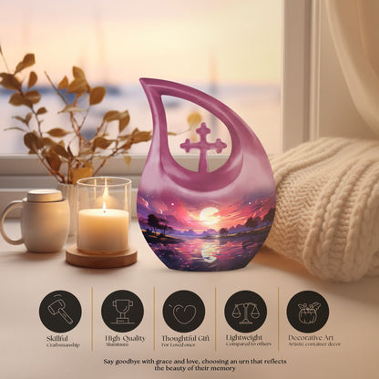 Engravable 10 Inch Cross Drop Nature Urn